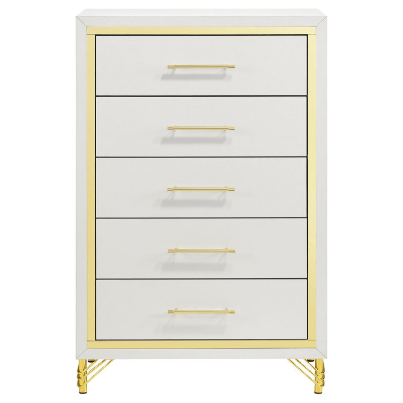 Commode blanche 5 tiroirs Chesney