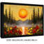 «Moonlit Pine Forest», encadré noir, pleine lune, peinture de champ de fleurs sauvages, art mural paysage nature Moody Mystical-1620952158