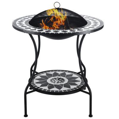 Table de foyer d'extérieur multifonctionnelle de 30 po 30 po - Chaleur au bois, Seau à glace de patio, Tablette de rangement pour barbecue merveilleux, Feu de camp, Fêtes en plein air