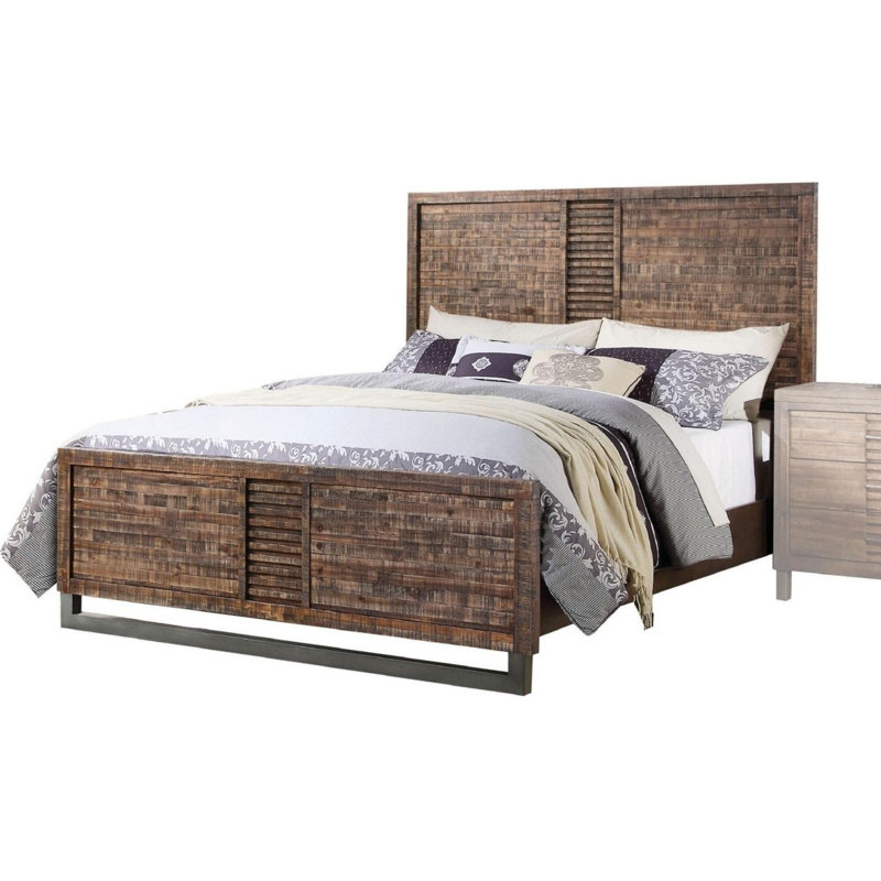  Lit en bois massif brun et noir Brighton - grand, noir et brun