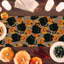 Chemin de table d'Halloween chat noir citrouilles cuisine saisonnière table de salle à manger décorations de fête en plein air 13 x 108 pouces