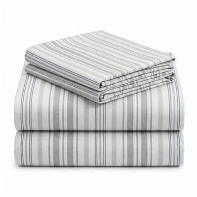 4-Piece King Size Striped Sheet Set - Extra Soft Brushed Microfiber Bedding - Wrinkle, Fade & Stain Resistant - Deep Pocket Bed Sheets