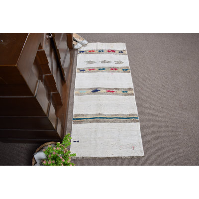 Tapis kilim turc rétro fait à la main avec motif anatolien rayé pour vestibules bohémiens