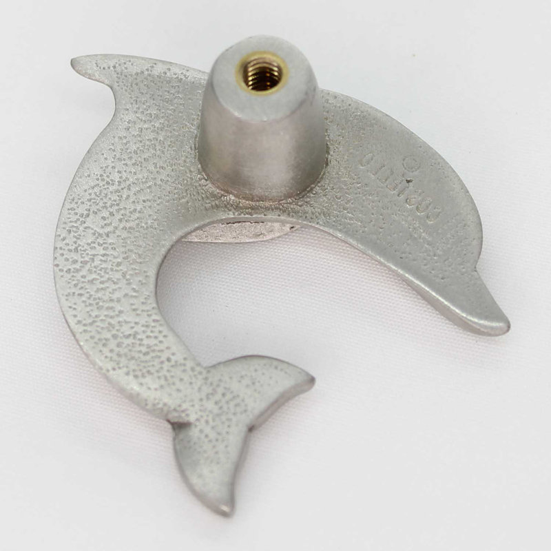 1.9" Dolphin Left Facing Small Knob, Brushed Nickel, 1.9" L x 1.7" W, 2