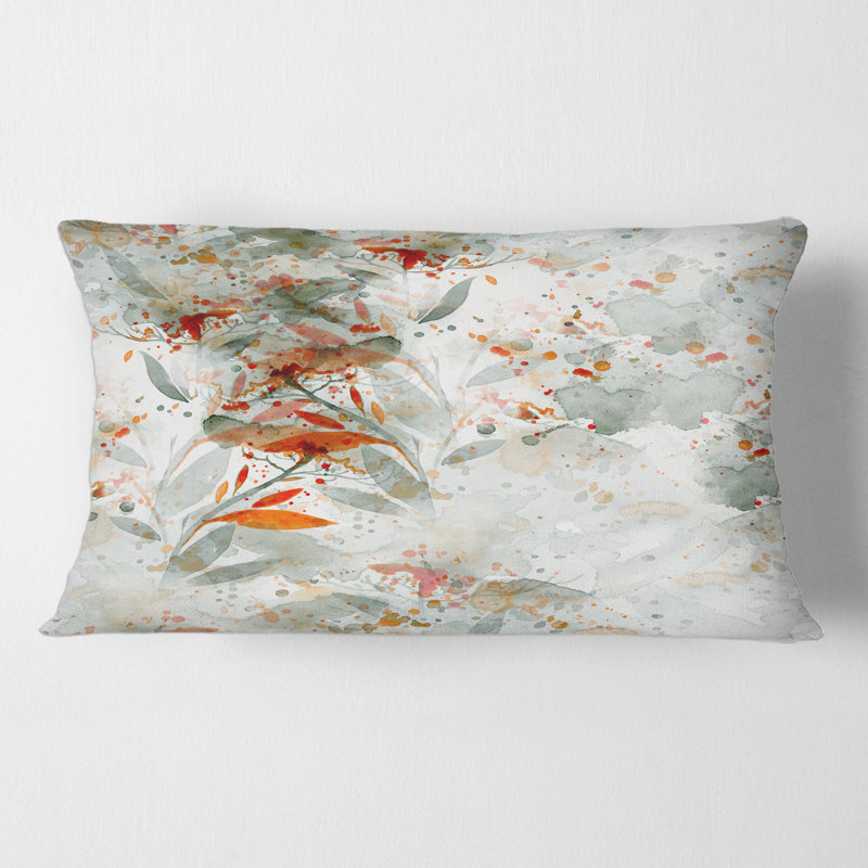 Green and Orange Wildflowers II - Modern Printed Pillow