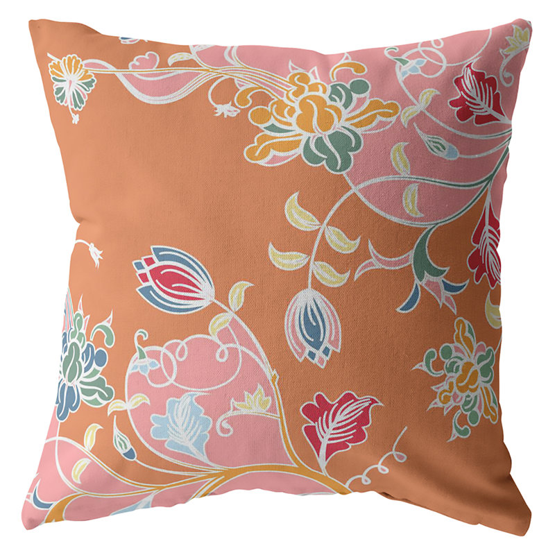 Derlyum Nature Broadcloth Reversible Throw Pillow, 20" x 20", Pink/Orange