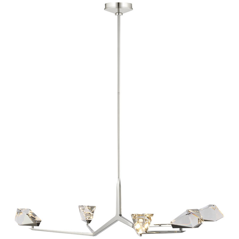 Waterford Carraig 53" 5 Light Chandelier with Clear Crystal, Polished Nickel