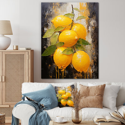 Lemon Loops Abstract Shapes I - Fruits Canvas Prints