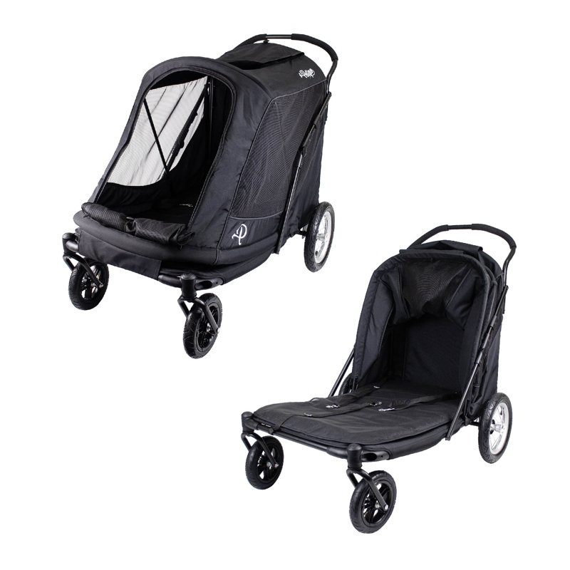 Petique - New & Improved Apollo Elite Light Wt. Pet Stroller For Large, Senior, Disabled& Multiple Pets; Bult-In Sturdy Ramp, Low To Ground, Air Tires, Convertible Canopy, Supports Up To 133 Lbs.