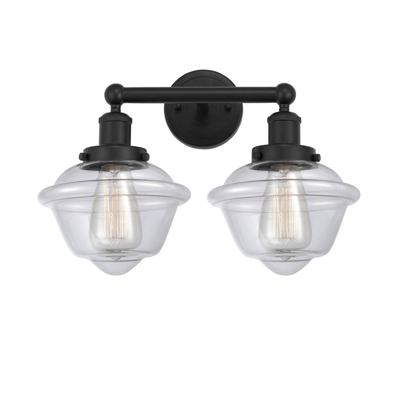 Éclairage pour meuble-lavabo à 2 lumières à intensité variable Grourke, Noir mat, Transparent
