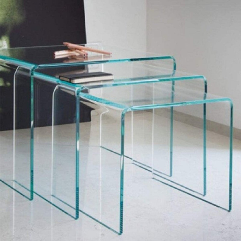 Friedell Glass Top Nesting Tables, 16''H x16''W x17''D