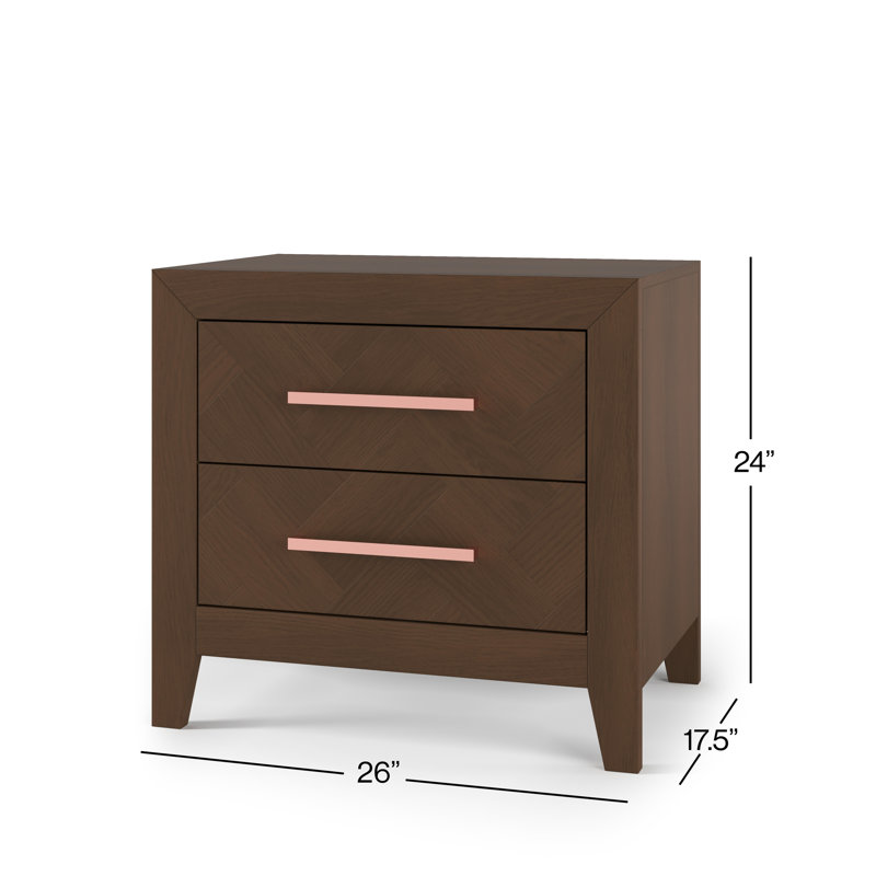 Kieran 2-Drawer Nightstand, Toasted Chestnut