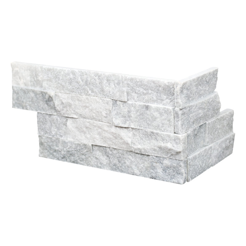 Stonecrest 6 in. x 18 in. Split Face Natural Stone Ledger Corner Wall Tile, Fog