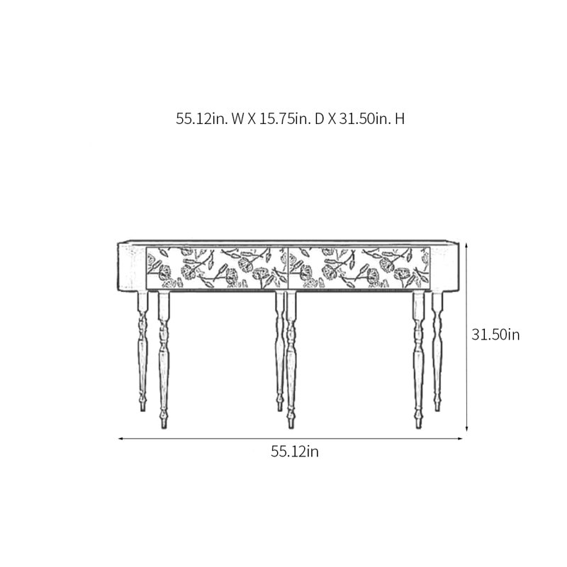 Retro Elegant Console Table, 31.5" H x 55.12" W x 15.75" D