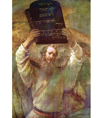 «Moïse avec les commandements» par Rembrandt Van Rijn, reproduction d'art