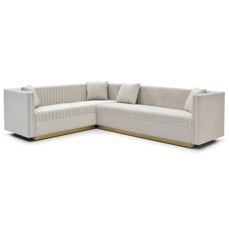 Canapé modulaire Beige, Velours beige, H 30,87 po x l 29,78 po x P 30,79 po