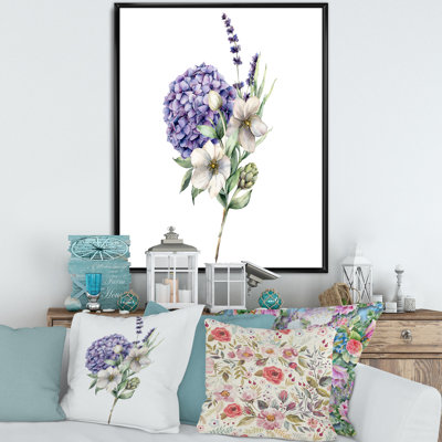 " Bouquet Of Hydrangea Anemone Artichoke And Lavender " Painting Print