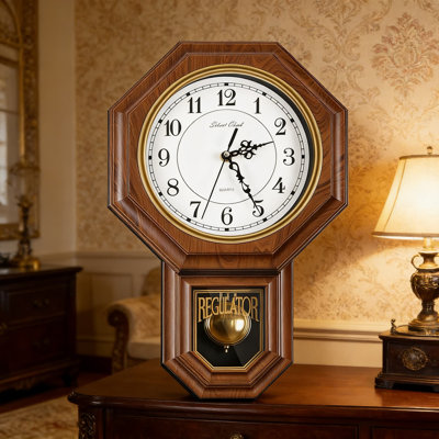 Vintage Regulator Wall Clock With Silent Pendulum, Battery Operated Decorative Clock For Living Room, Farmhouse, Office, Bedroom, And Kitchen Wall Decor