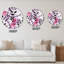 Horloge murale à motif de feuilles roses et noires sur fond blanc-1297646668