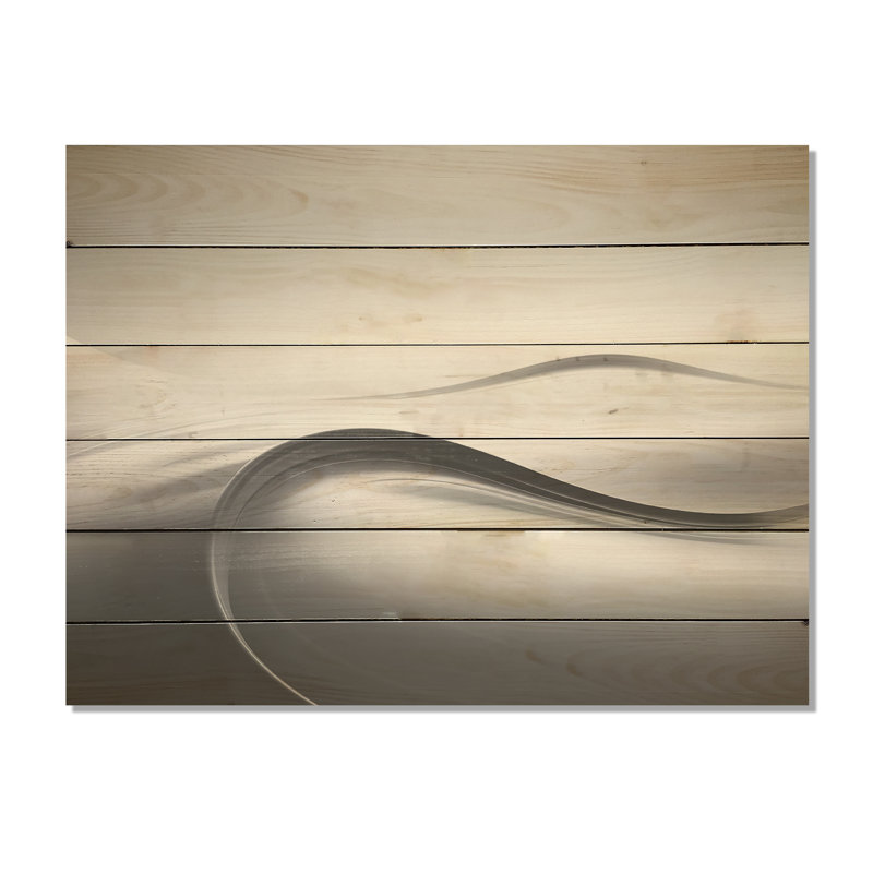 «Silver Speed Fractal Wave I», art mural abstrait sur bois de pin naturel, H 10 po x l 20 po