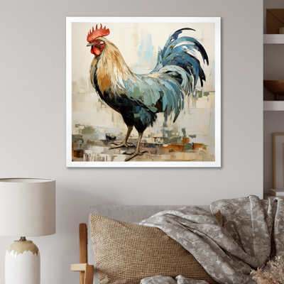 Rustic rooster wooden Peck IV - Chicken Framed Wall Art
