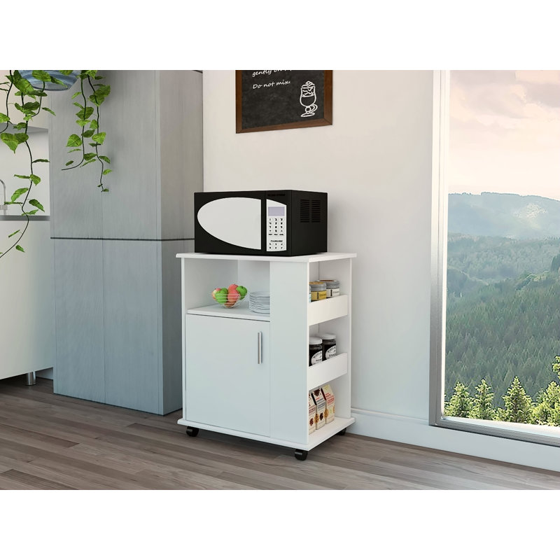 Lower Microwave Cabinet, Single Door, Three Side Shelve, White
