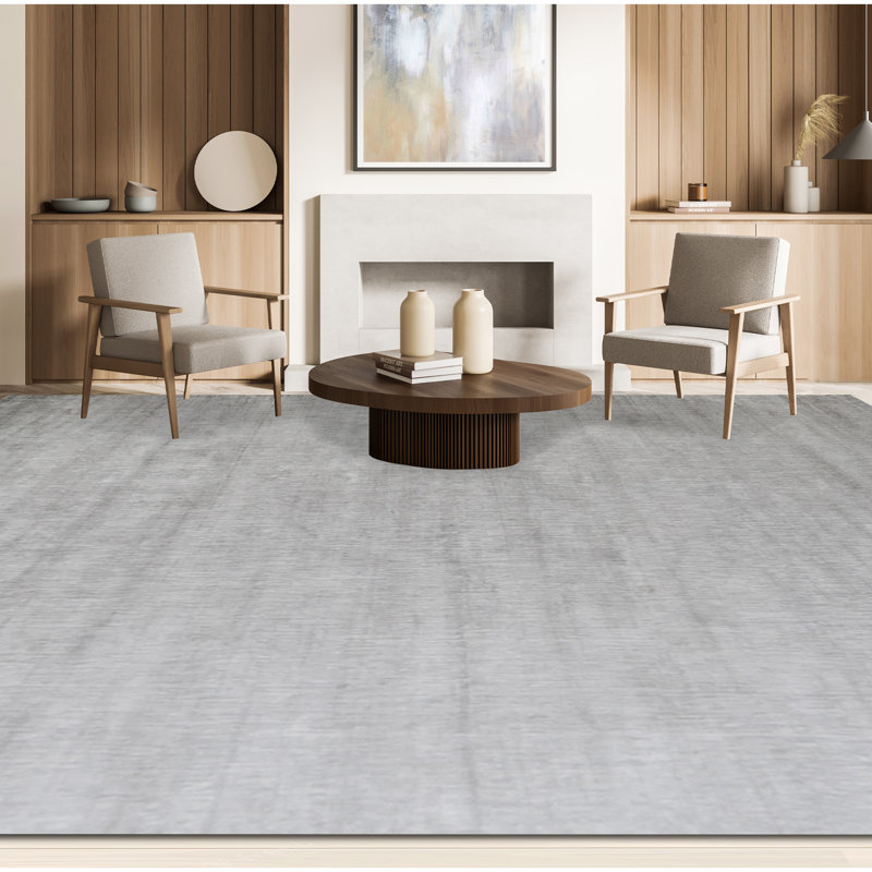 Tencel Area Rug in Gray, Rectangle 8' x 10'