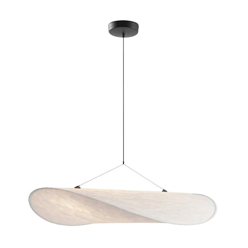 Pendant Chandelier Light Fixtures Fabric White, 5.9"H x 15.74"W x 15.74"D