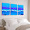 Ensemble de 3 tableaux muraux sur toile tendue représentant une scène sous-marine en pixel art