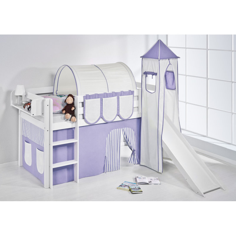 Basic Mid Sleeper Bed, Purple/​Beige, European Single (90 x 200cm)