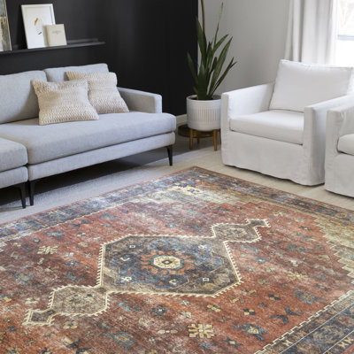 Tapis oriental rouille / bleu Gelo