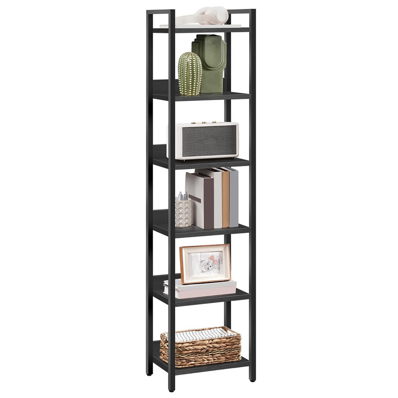 Bibliothèque sur pieds à 6 niveaux, (6 Shelves) 62"H x 13"W x 9.5"D, Noir