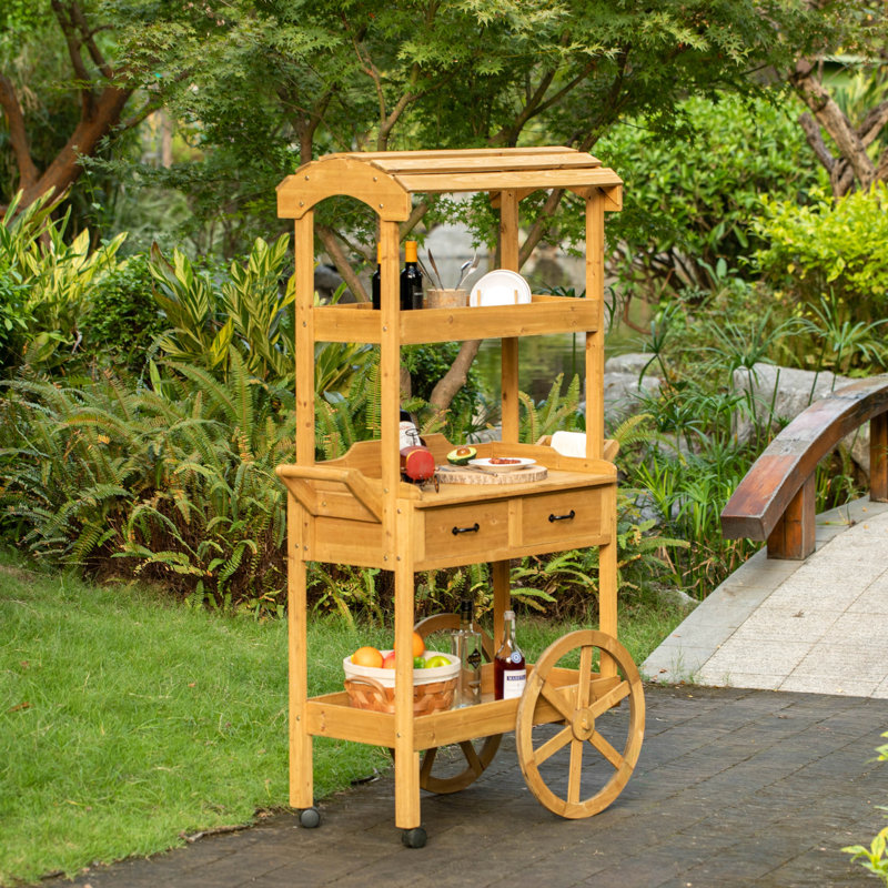 Grande table à roulettes avec tiroirs et roulettes à 3 niveaux avec tablettes pour la nourriture et plus