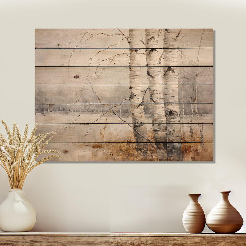 Art minimaliste sur bois de pin naturel, H 24 po x l 32 po