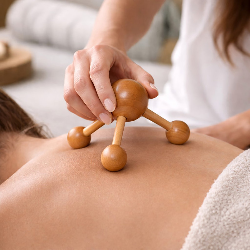 Masseur à main en bois naturel chic - outil de massage en bois de hêtre à 4 nœuds pour le soulagement des muscles, la réduction du stress et la récupération