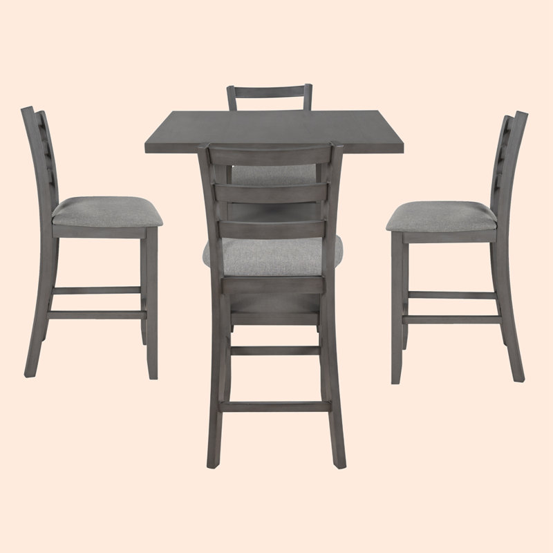 Alizai 4 - Person Solid Wood Top Four Leg Dining Set, Gray