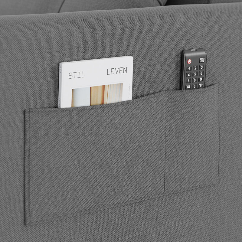 3-in-1 Convertible Accent Chair with Pillow, Adjustable Recline, Linen Fabric, Steel Frame, Dark Gray Linen Blend