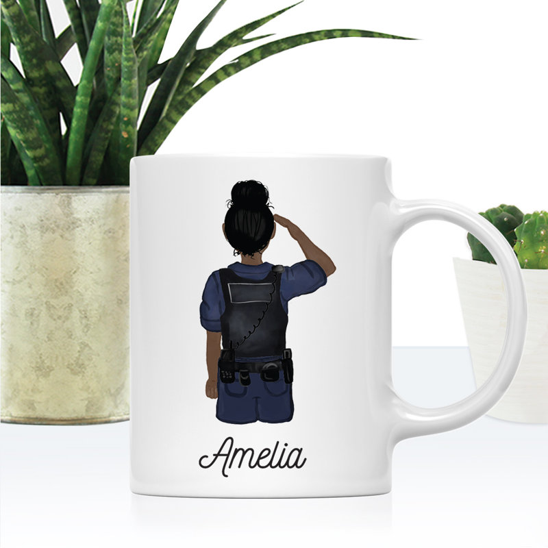 Tasse à café personnalisée, Oui, Brun / noir, femme, agent de police 13