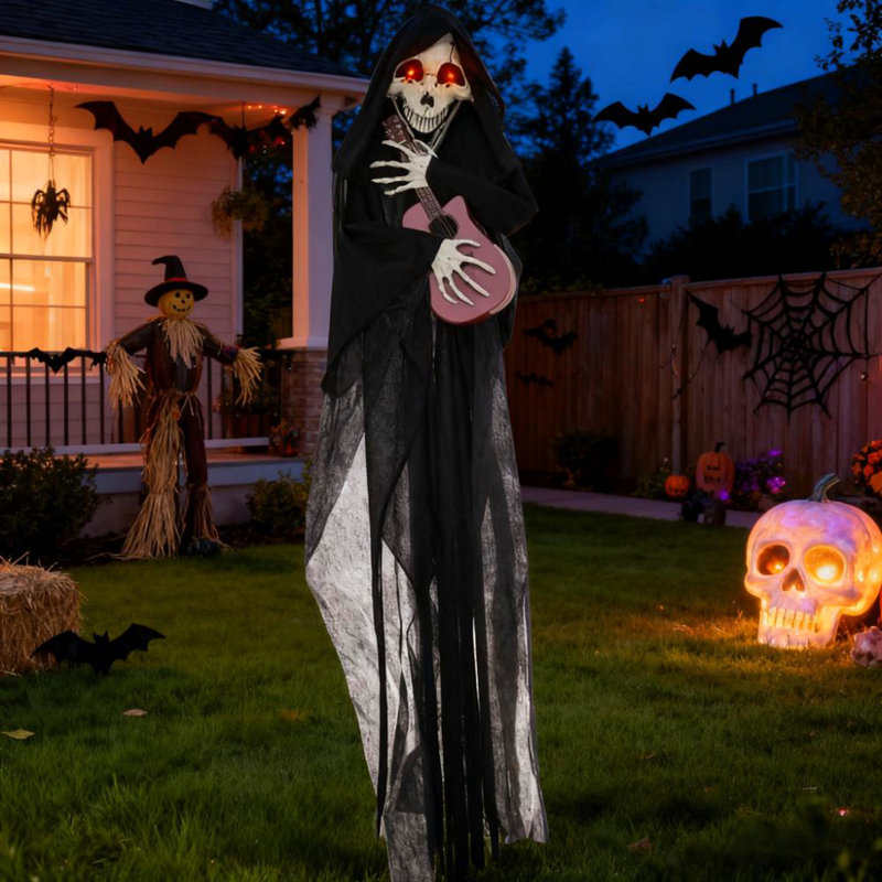 Décoration d'Halloween pour l'extérieur, jeu de guitare Grim Reaper, décoration d'Halloween pour l'extérieur