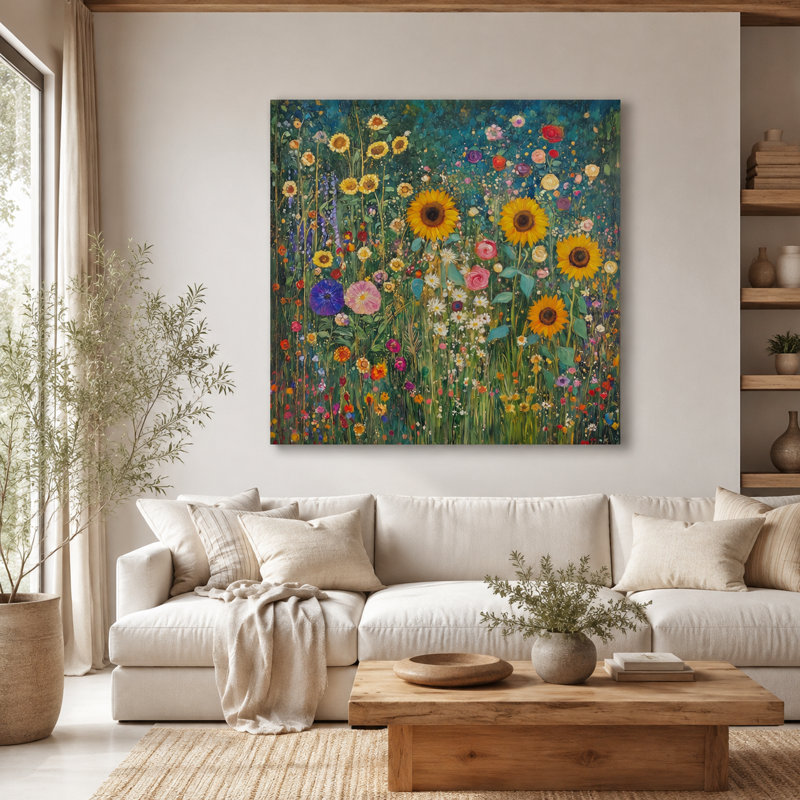 Art mural sur toile Sunlit Garden Field, H 40 po x l 40 po x P 1,5 po