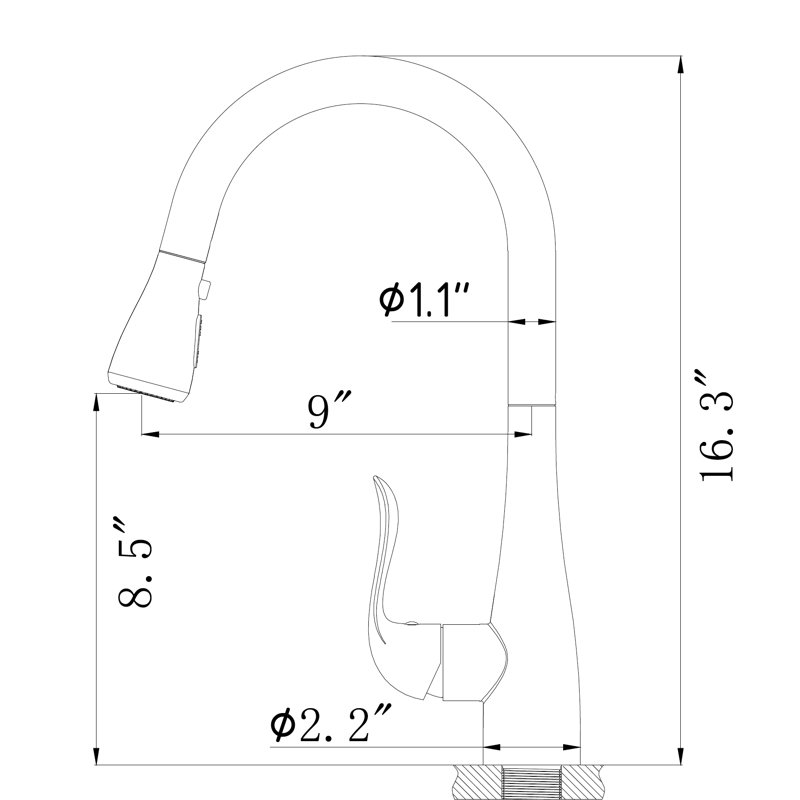 Robinet de cuisine à poignée simple rétractable