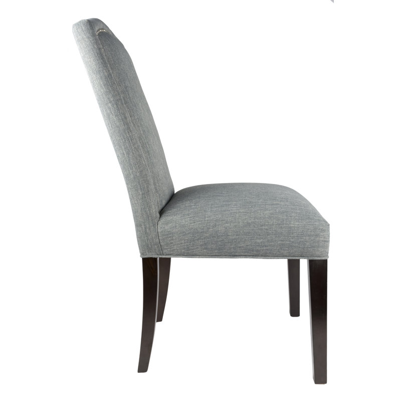 Chaise de salle à manger rembourrée, Espresso, Cendre gris pâle, Argent