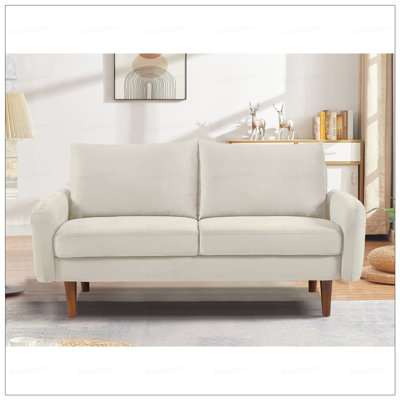 Modern Velvet Sofa, European Sleek Design Couch with Tapered Wooden Legs for Living Room
