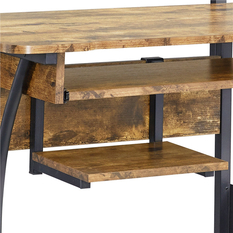 Rosita Multiple Layer Computer Desk, Rustic Brown