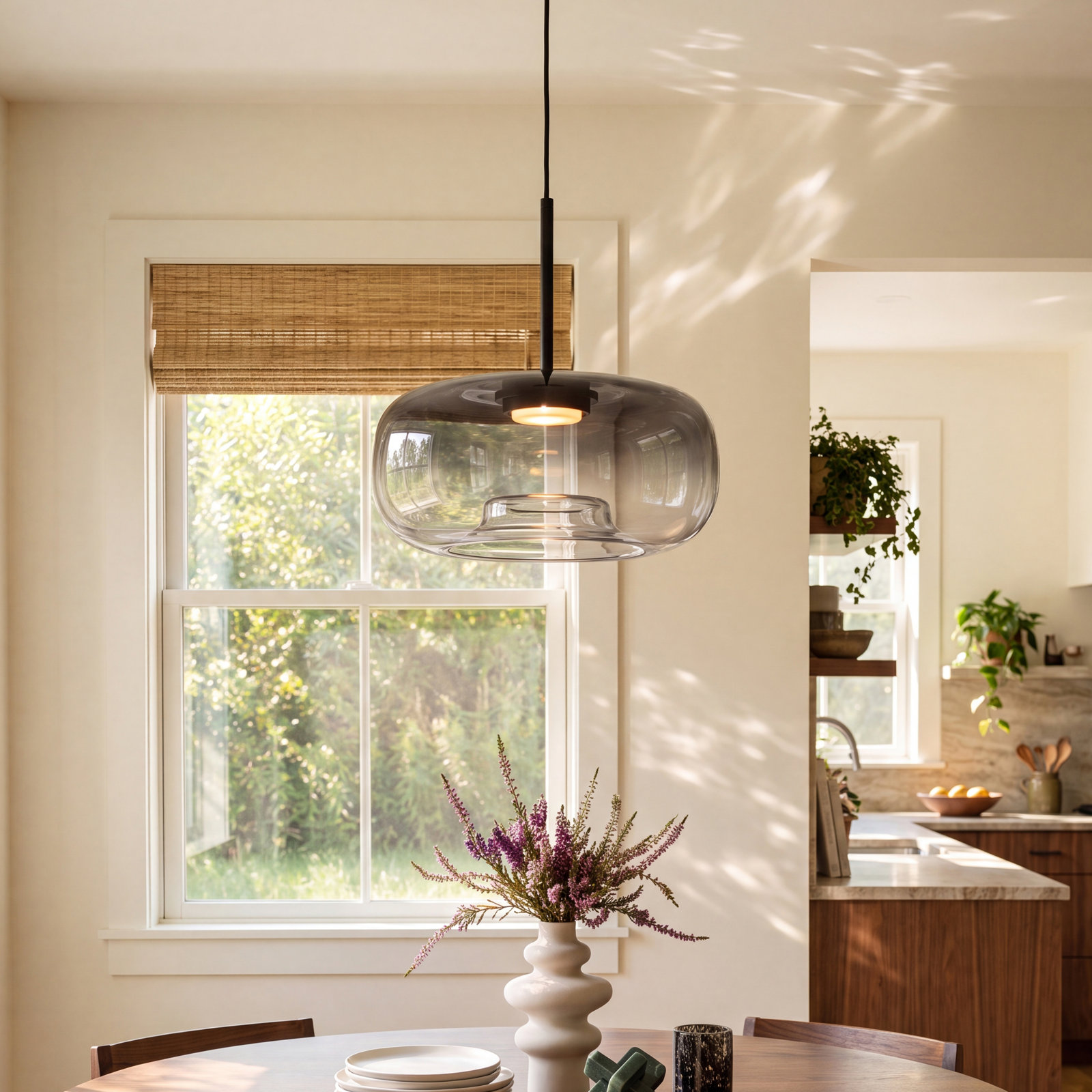 Daysy Single Light Glass Steel Dimmable Pendant