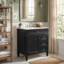 Meuble-lavabo autoportant en bois aggloméré 30 po avec lavabo en céramique blanc, armoire de salle de bain noire avec 2 tiroirs, tablettes de porte réglables et tiroir basculant-130996260-130996263
