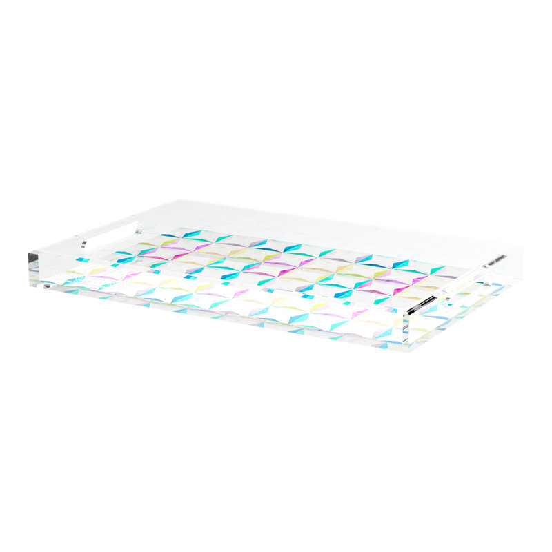 Truiq Happy Acrylic Rectangle Decorative Tray, 22.5"W x 14.5"D x 2"H