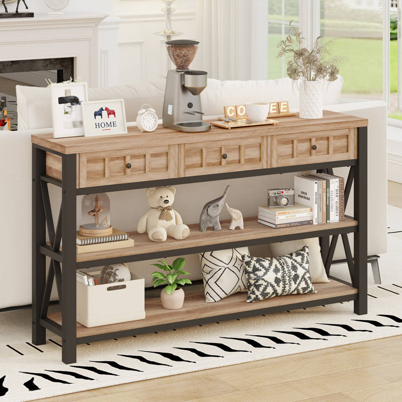 Console 54,72 po Guinna Pandolfo, Noir, Chêne rustique