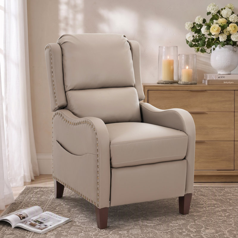 Fauteuil inclinable à pousser avec pédale allongée pour les utilisateurs de plus de 6 pieds, Set of 1, Taupe