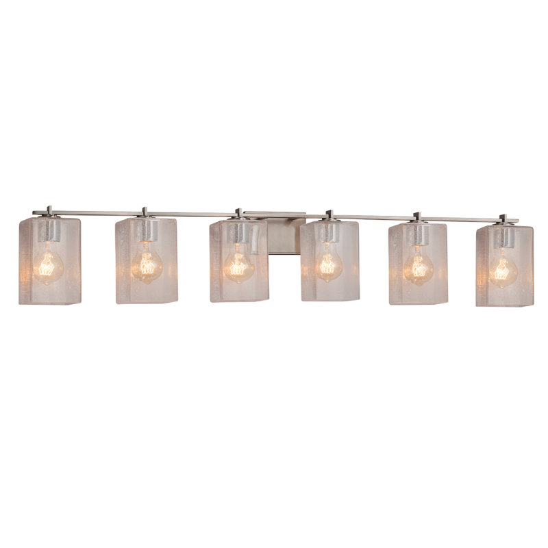 Casson 6 - Light Dimmable Vanity Light, Brushed Nickel, Seeded, Incandescent